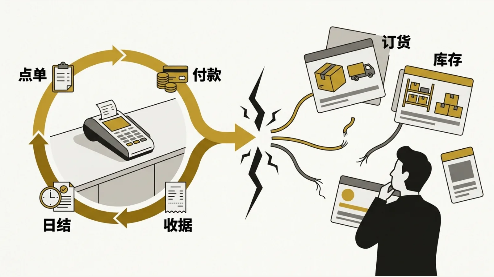 A traditional POS only handles taking payments at the front counter. It can't show you the whole operation.
