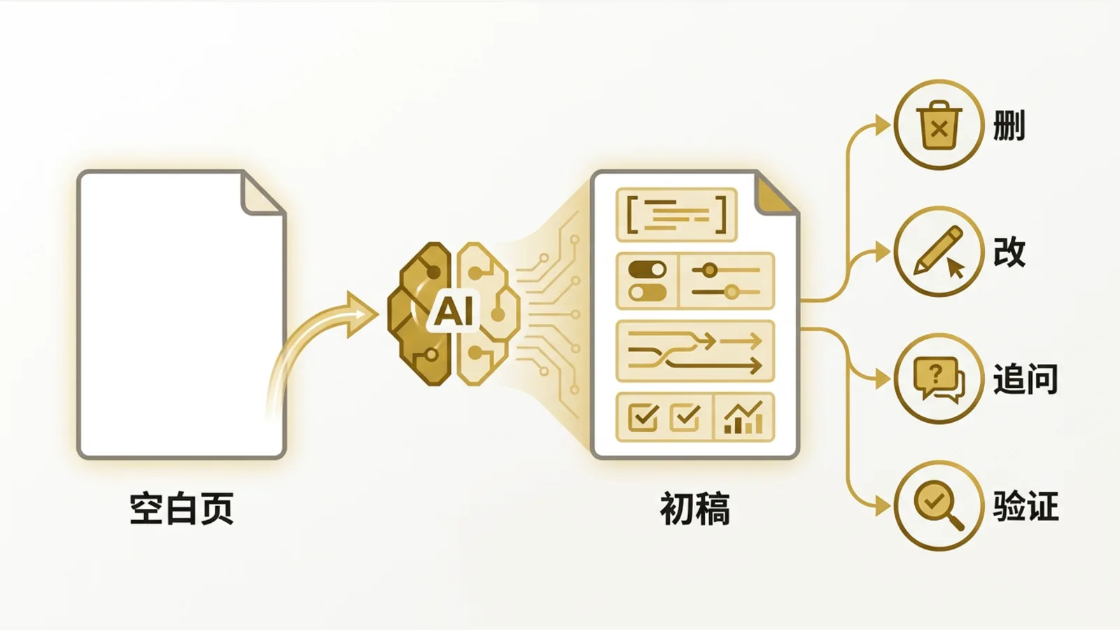 AI turns a blank page into a first-draft structure you can edit and verify