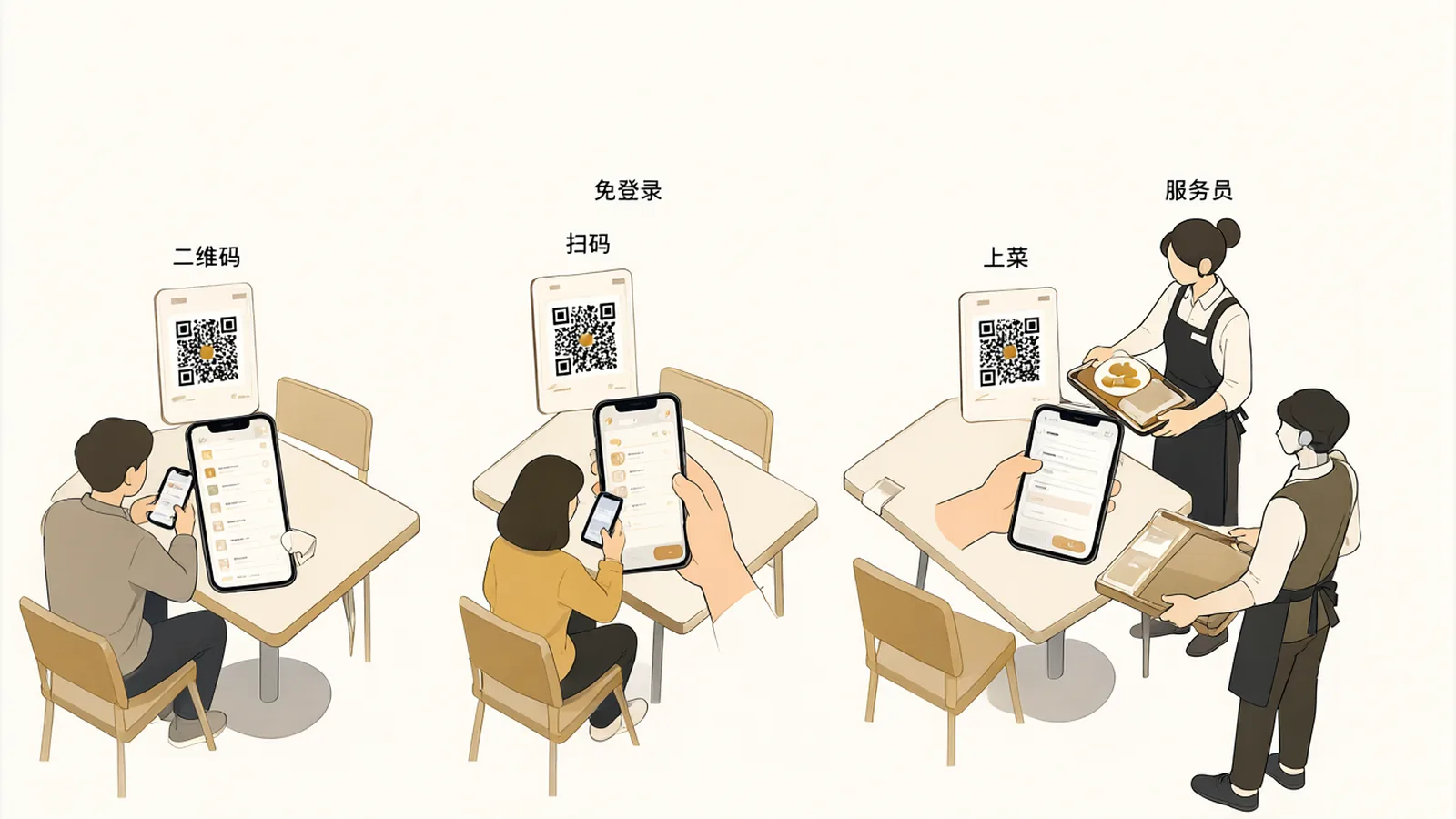 Every table has its own QR code. Customers scan it with their phone and order themselves, so staff can focus on serving food